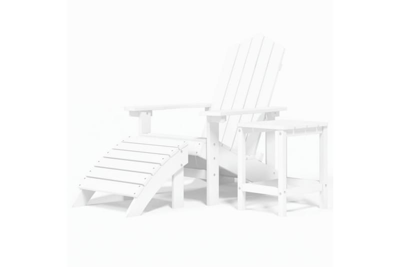 Adirondack hagestol med fotstøtte og bord HDPE hvit - Hvit - Hagemøbler - Stoler & Lenestoler - Solstoler - Dekkstol