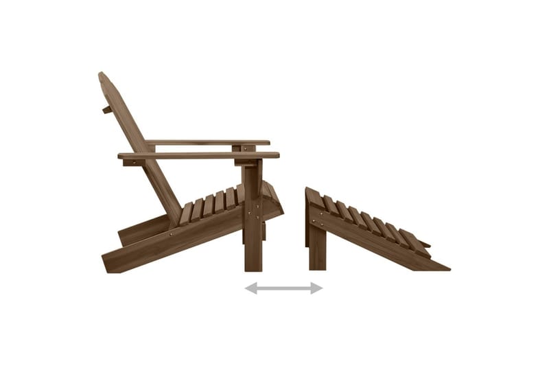Adirondack hagestol med ottoman og bord heltre gran brun - Brun - Hagemøbler - Stoler & Lenestoler - Solstoler - Dekkstol