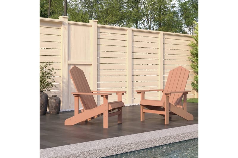 Adirondack hagestoler 2 stk HDPE brun - Brun - Hagemøbler - Stoler & Lenestoler - Solstoler - Dekkstol