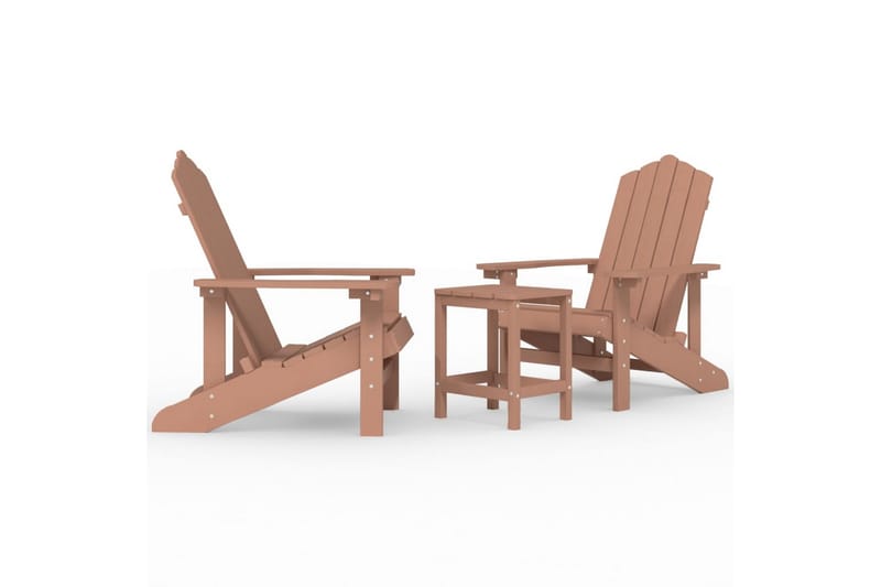 Adirondack hagestoler med bord HDPE brun - Brun - Hagemøbler - Stoler & Lenestoler - Solstoler - Dekkstol