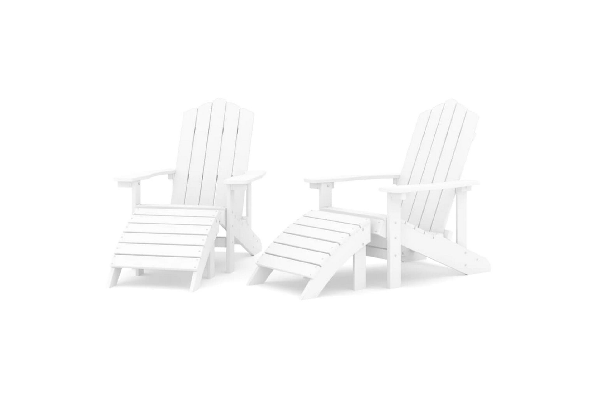 Adirondack hagestoler med fotstøtte 2 stk HDPE hvit - Hvit - Hagemøbler - Stoler & Lenestoler - Solstoler - Dekkstol