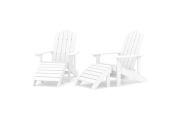 Adirondack hagestoler med fotstøtte 2 stk HDPE hvit - Hvit - Hagemøbler - Stoler & Lenestoler - Solstoler - Dekkstol