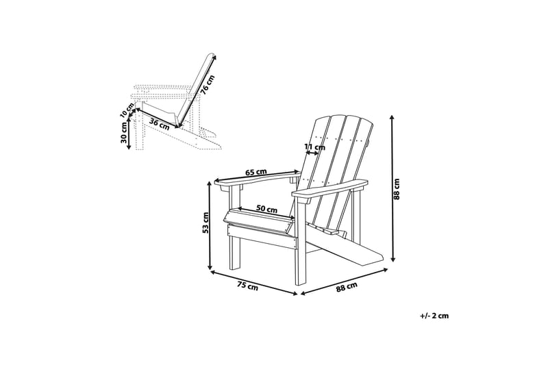 Adirondack Solstol 88 | 75 | 88 cm - Grå - Dekkstol