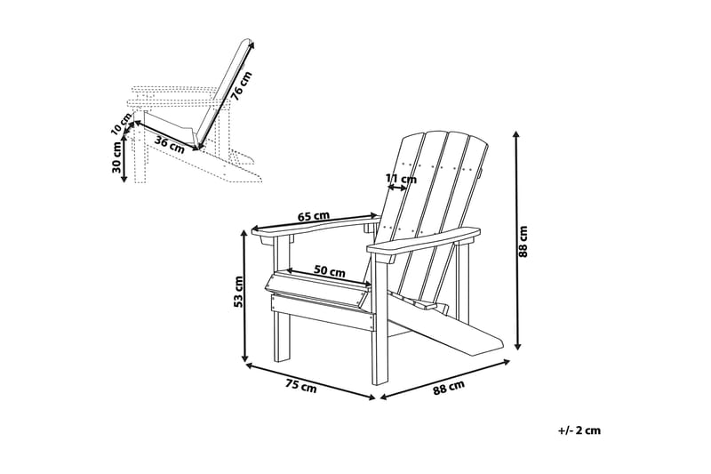 Adirondack Solstol 88 | 75 | 88 cm - Rød - Hagemøbler - Stoler & Lenestoler - Solstoler - Dekkstol