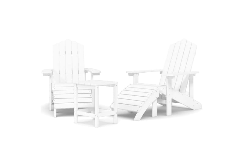 Adirondack stoler med fotstøtte og bord HDPE hvit - Hvit - Hagemøbler - Stoler & Lenestoler - Solstoler - Dekkstol
