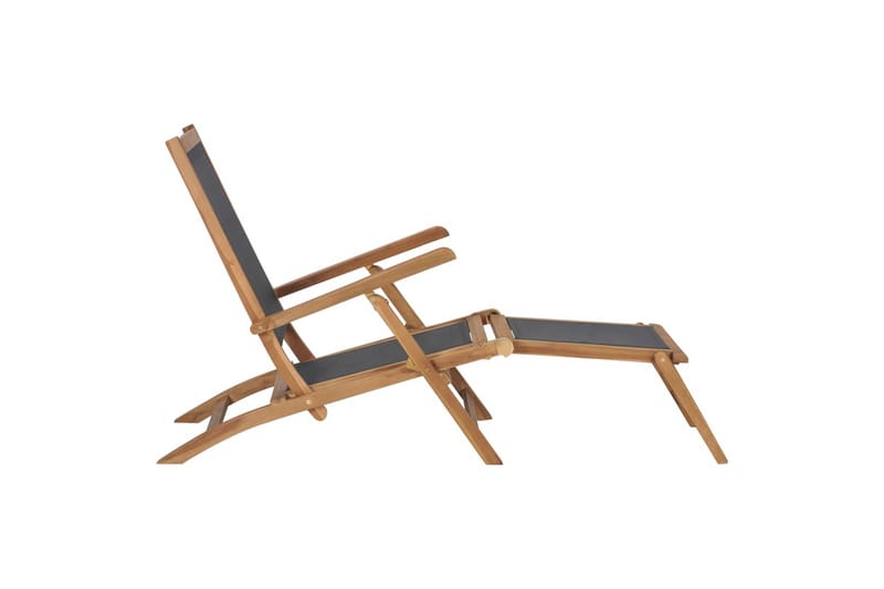 Fluktstol med fotstøtte heltre teak svart - Hagemøbler - Stoler & Lenestoler - Solstoler - Dekkstol