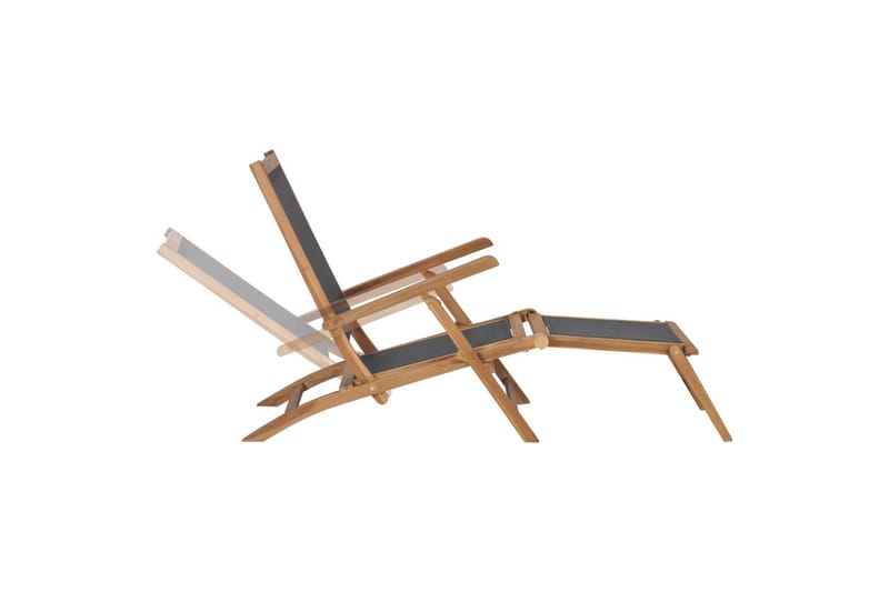 Fluktstol med fotstøtte heltre teak svart - Hagemøbler - Stoler & Lenestoler - Solstoler - Dekkstol