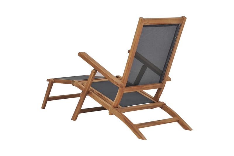 Fluktstol med fotstøtte heltre teak svart - Hagemøbler - Stoler & Lenestoler - Solstoler - Dekkstol