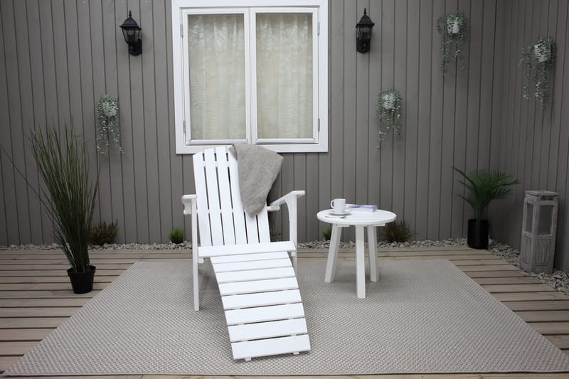 Rolston Dekkstol med Fotskammel - Hvit - Hagemøbler - Stoler & Lenestoler - Solstoler - Dekkstol