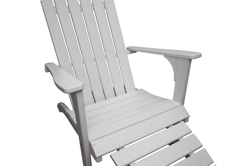 Rolston Dekkstol med Fotskammel - Hvit - Hagemøbler - Stoler & Lenestoler - Solstoler - Dekkstol