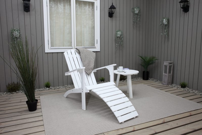 Rolston Dekkstol med Fotskammel - Hvit - Hagemøbler - Stoler & Lenestoler - Solstoler - Dekkstol