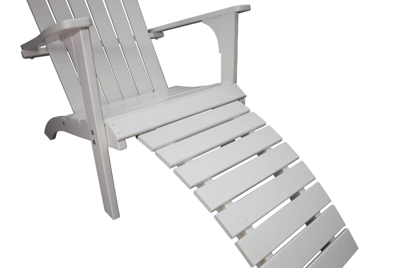 Rolston Dekkstol med Fotskammel - Hvit - Hagemøbler - Stoler & Lenestoler - Solstoler - Dekkstol