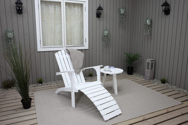 Rolston Dekkstol med Fotskammel - Hvit - Hagemøbler - Stoler & Lenestoler - Solstoler - Dekkstol