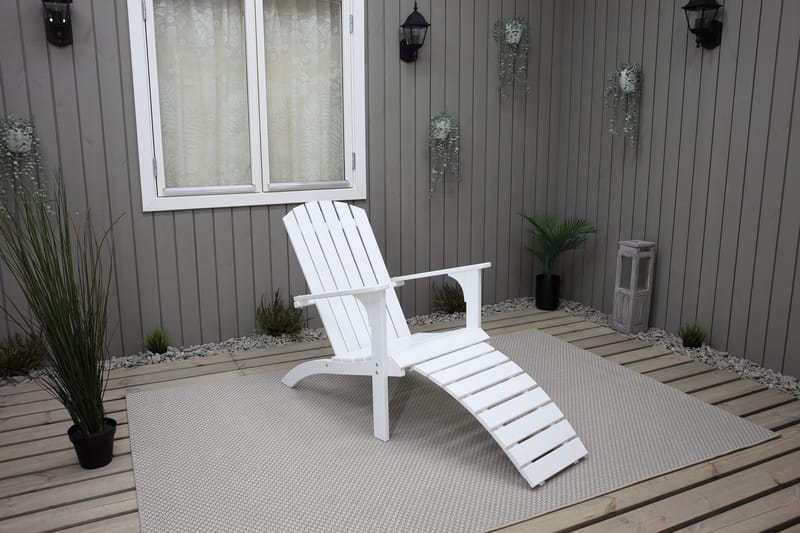 Rolston Dekkstol med Fotskammel - Hvit - Hagemøbler - Stoler & Lenestoler - Solstoler - Dekkstol