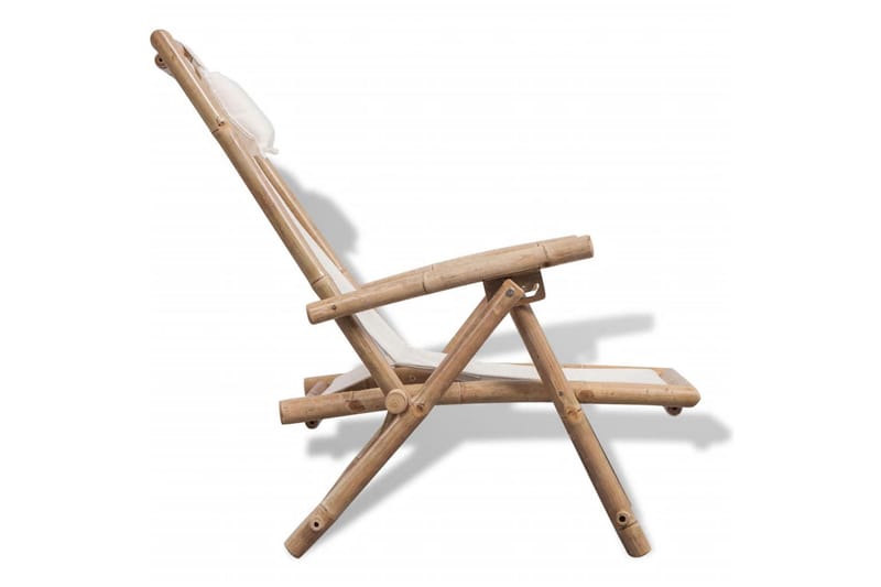 Utendørs fluktstol bambus - Bambus/Hvit - Dekkstol