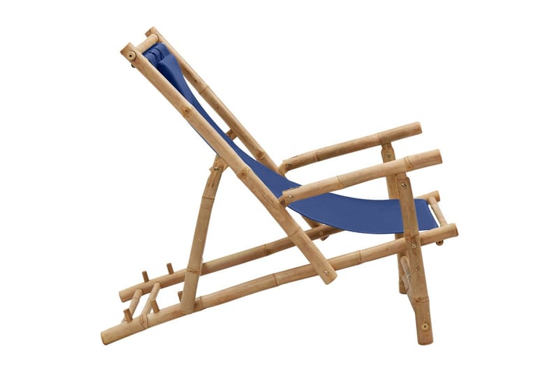 Fluktstol bambus og lerret marineblå - Blå - Solstoler