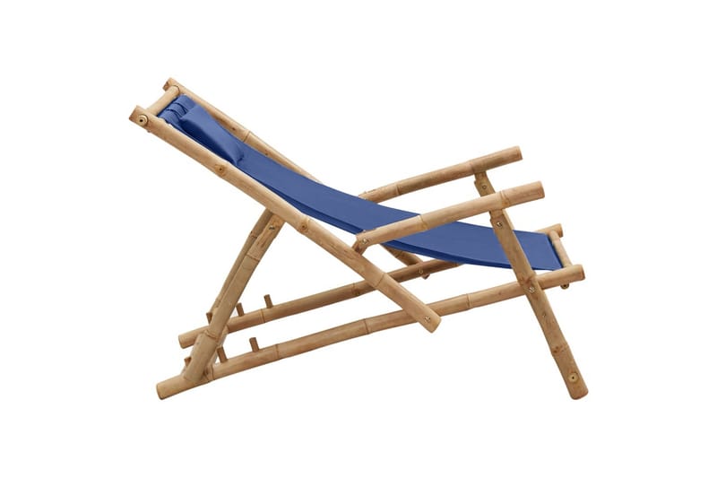 Fluktstol bambus og lerret marineblå - Blå - Solstoler