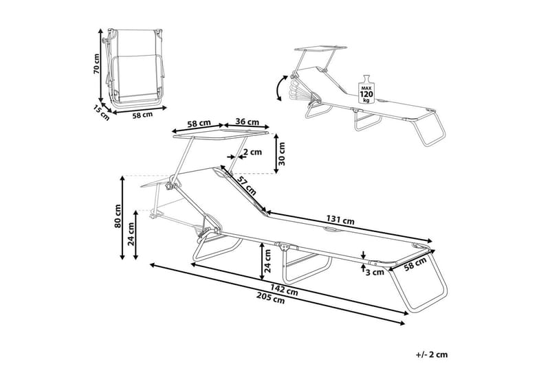Solstol Foligno - Hvit, Sølv - Hagemøbler - Stoler & Lenestoler - Solseng & solvogner