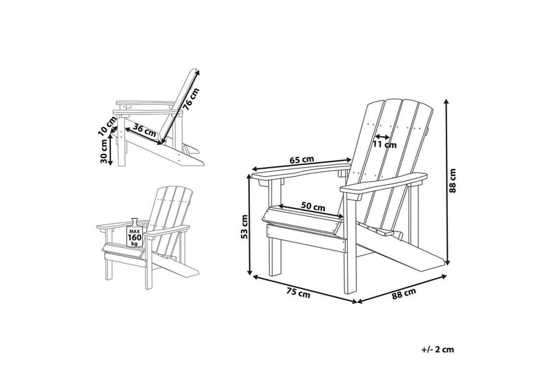 Hagestol Adirondack - Grønn, 75x88x88 cm - Hagemøbler - Stoler & Lenestoler - Solstoler - Dekkstol