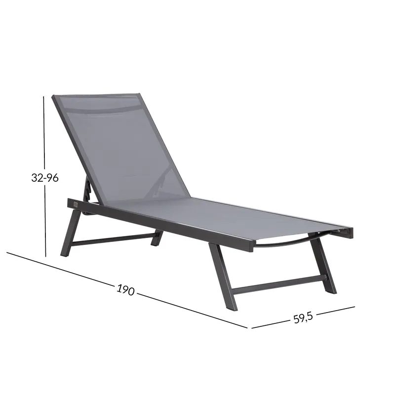 Solstol HOME4YOU Ario Mørkegrå - Mørk grå - Hagemøbler - Stoler & Lenestoler - Solseng & solvogner