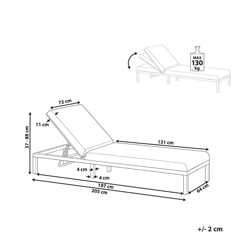Solstol Lariano - Beige, svart - Hagemøbler - Stoler & Lenestoler - Solstoler