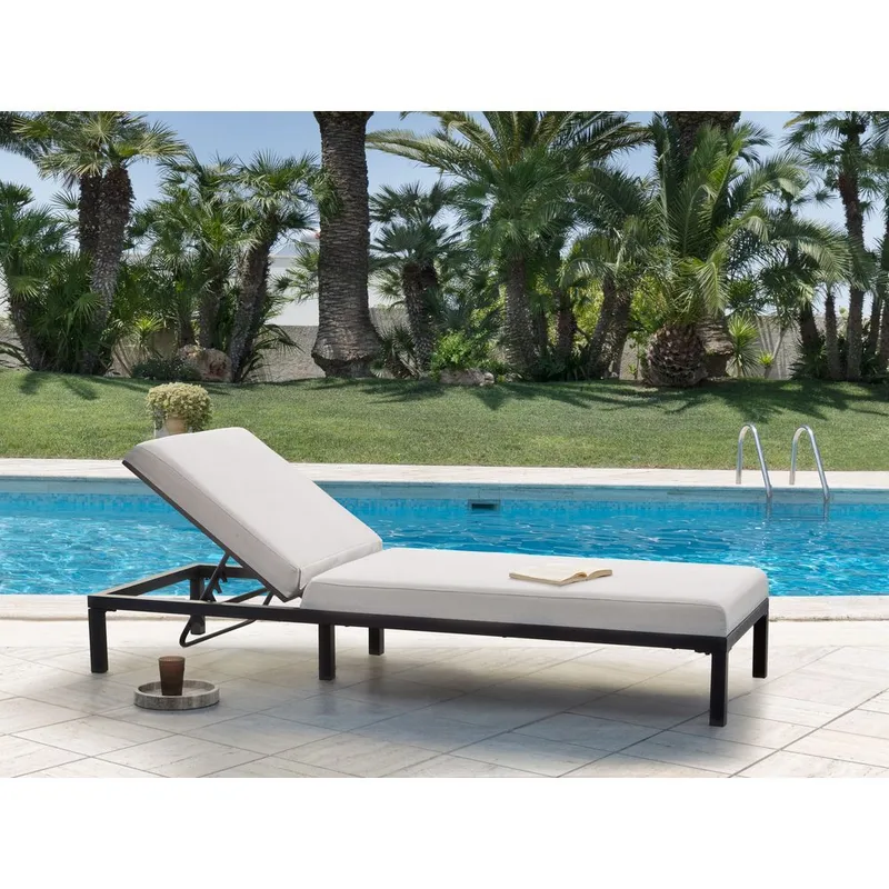 Solstol Lariano - Beige, svart - Hagemøbler - Stoler & Lenestoler - Solstoler