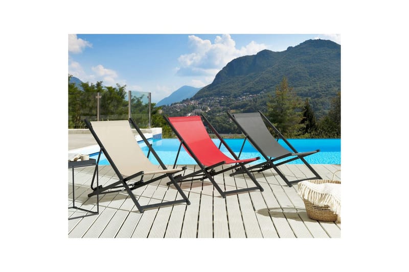 Solstol Locri Ii - Rød, Svart - Hagemøbler - Stoler & Lenestoler - Solstoler