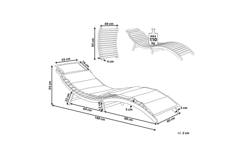 Solstol Luino - Lyst tre, grå - Hagemøbler - Stoler & Lenestoler - Solseng & solvogner