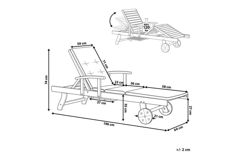 Solstol med pute Amantea - Hagemøbler - Stoler & Lenestoler - Solseng & solvogner