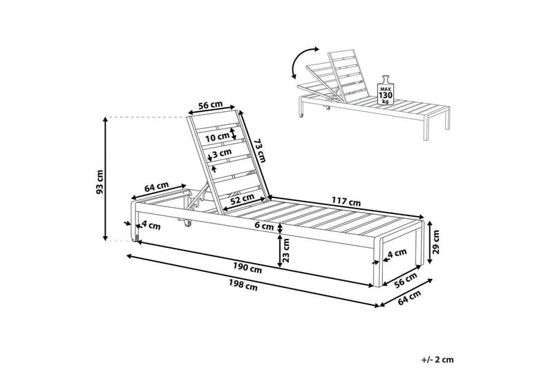 Solstol Nardo - Svart, Sølv - Hagemøbler - Stoler & Lenestoler - Solseng & solvogner
