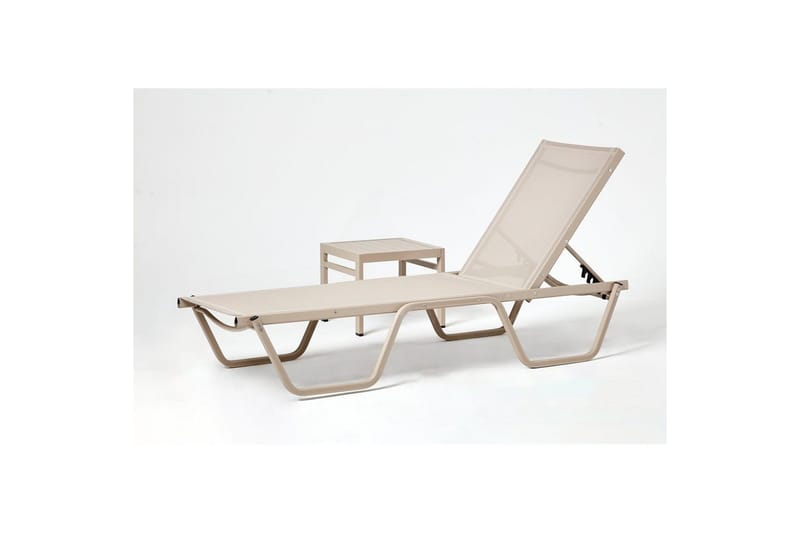 Solstol- og Sidebordsett (2 deler) Azoula Beige - Beige - Hagemøbler - Stoler & Lenestoler - Solstoler