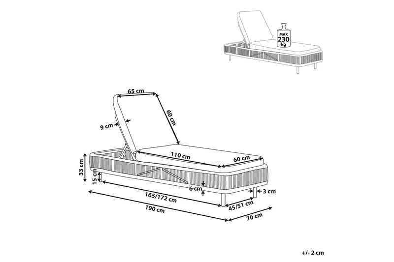 Solstol Osini - Naturlig, beige - Hagemøbler - Stoler & Lenestoler - Solseng & solvogner