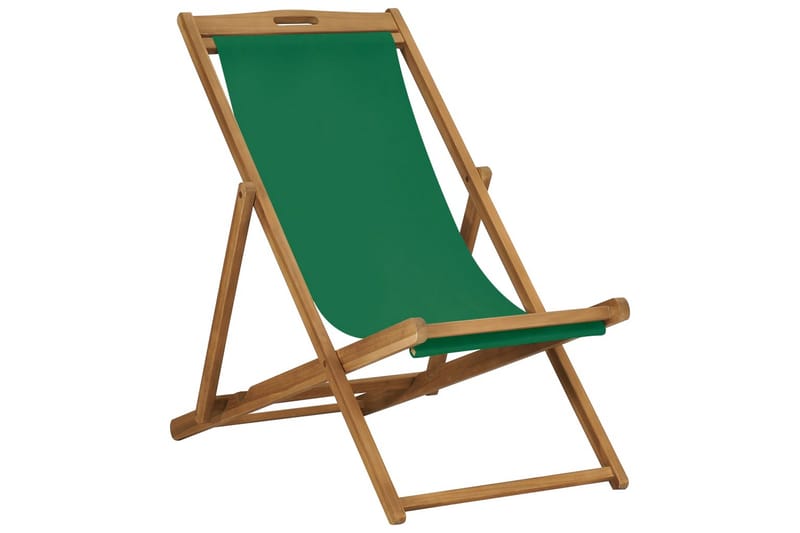 Sammenleggbar strandstol heltre teak grønn - Grønn - Strandstol - Strandstoler & campingstoler