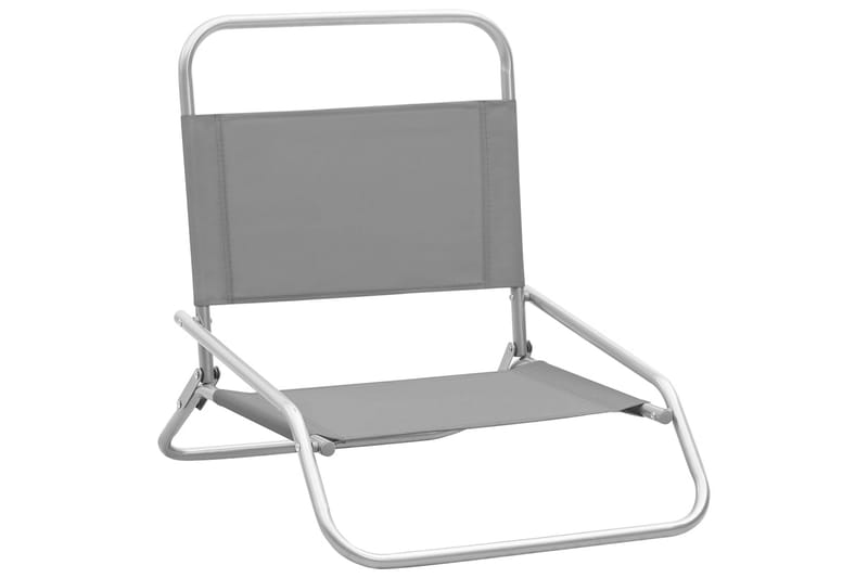 Sammenleggbare strandstoler 2 stk grå stoff - Grå - Solstoler