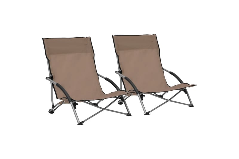 Sammenleggbare strandstoler 2 stk gråbrun stoff - Taupe - Hagemøbler - Stoler & Lenestoler - Solstoler - Strandstol