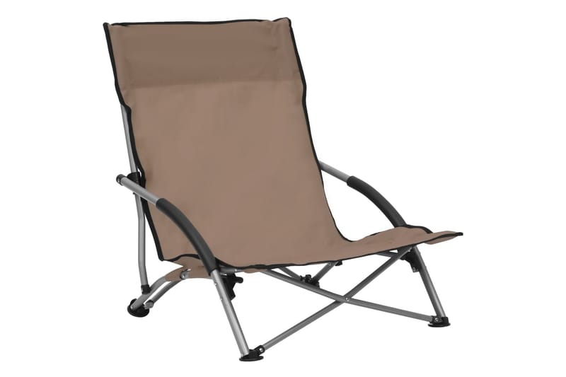 Sammenleggbare strandstoler 2 stk gråbrun stoff - Taupe - Hagemøbler - Stoler & Lenestoler - Solstoler - Strandstol