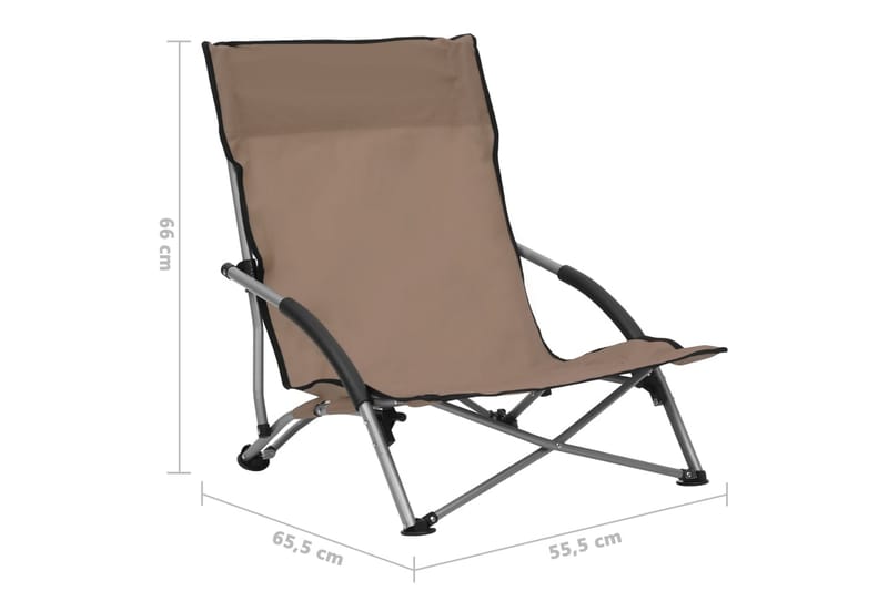 Sammenleggbare strandstoler 2 stk gråbrun stoff - Taupe - Hagemøbler - Stoler & Lenestoler - Solstoler - Strandstol