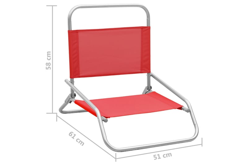 Sammenleggbare strandstoler 2 stk rød stoff - Rød - Solstoler