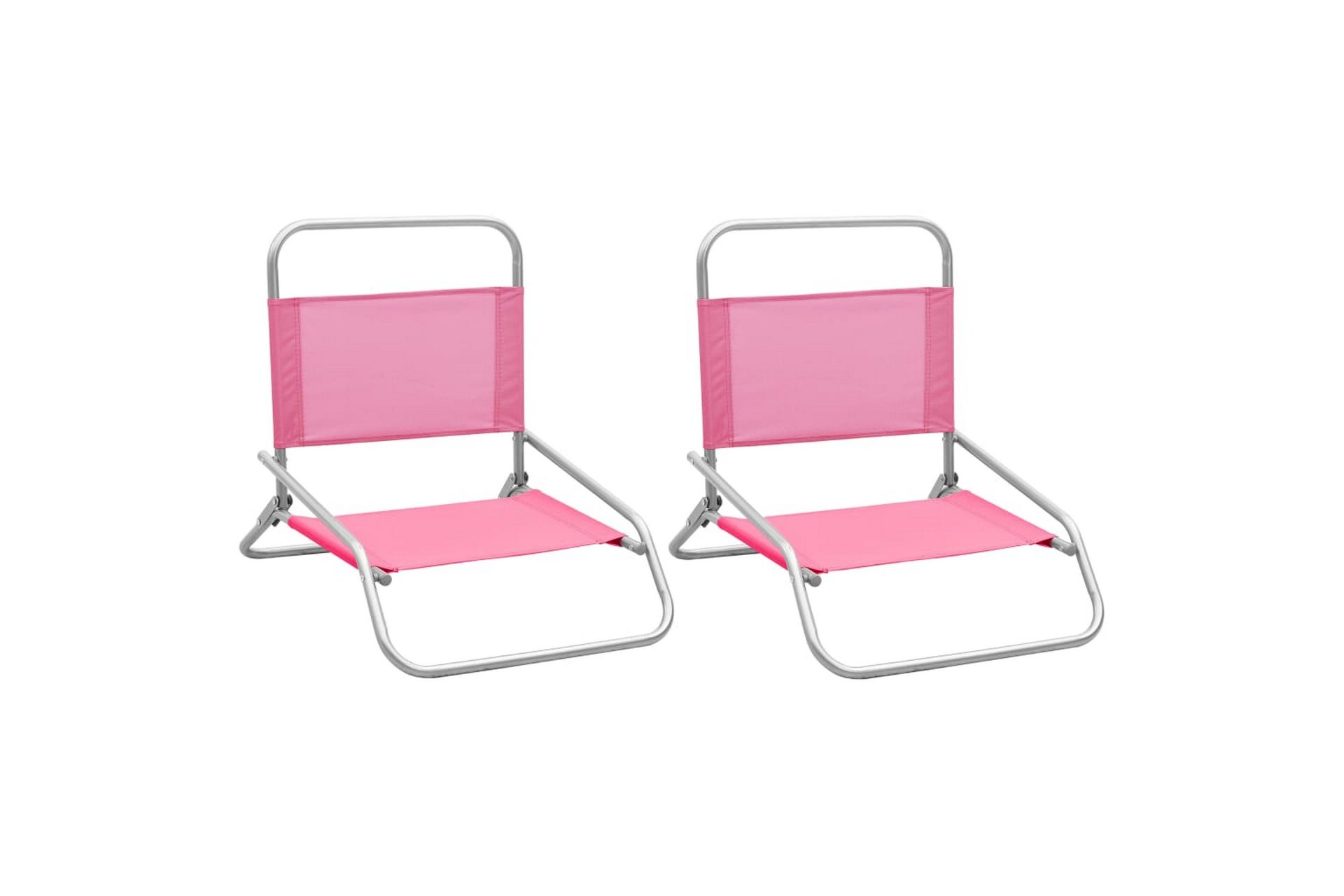 Sammenleggbare strandstoler 2 stk rosa stoff - Rosa - Hagemøbler - Stoler & Lenestoler - Solstoler