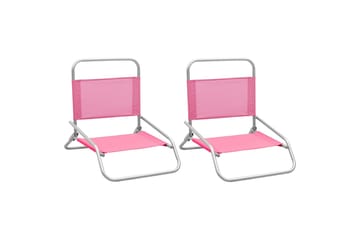 Sammenleggbare strandstoler 2 stk rosa stoff - Rosa - Hagemøbler - Stoler & Lenestoler - Solstoler