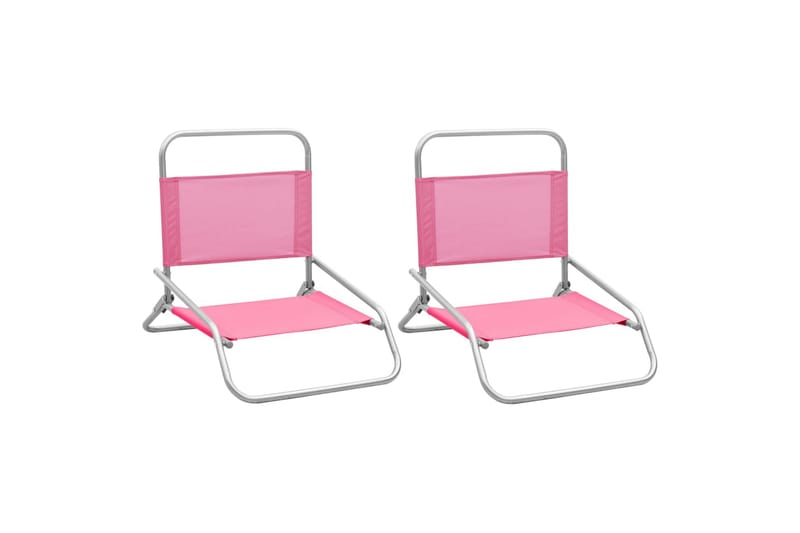 Sammenleggbare strandstoler 2 stk rosa stoff - Rosa - Hagemøbler - Stoler & Lenestoler - Solstoler