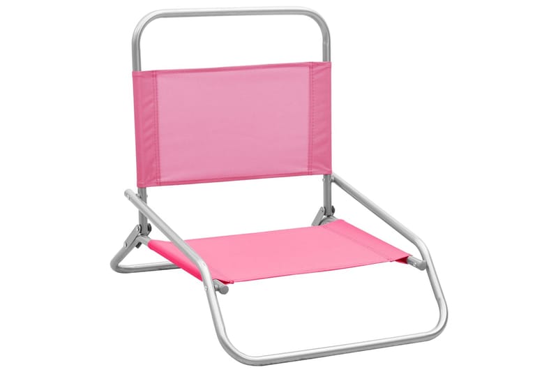 Sammenleggbare strandstoler 2 stk rosa stoff - Rosa - Hagemøbler - Stoler & Lenestoler - Solstoler