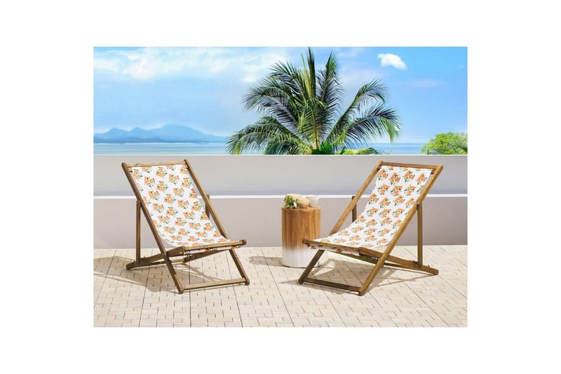 Solstol sett med 2 Anzio - lyst tre/off-white appelsinmønster - Hagemøbler - Stoler & Lenestoler - Solstoler