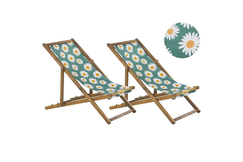 Solstol sett med 2 Anzio, lyst tre/off-white kamillemønster