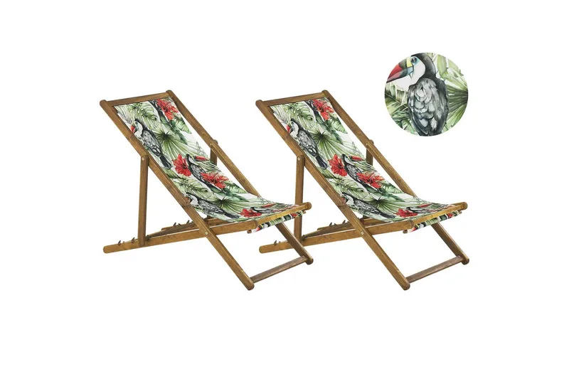 Solstol sett med 2 Anzio, lyst tre/off-white tukanmønster