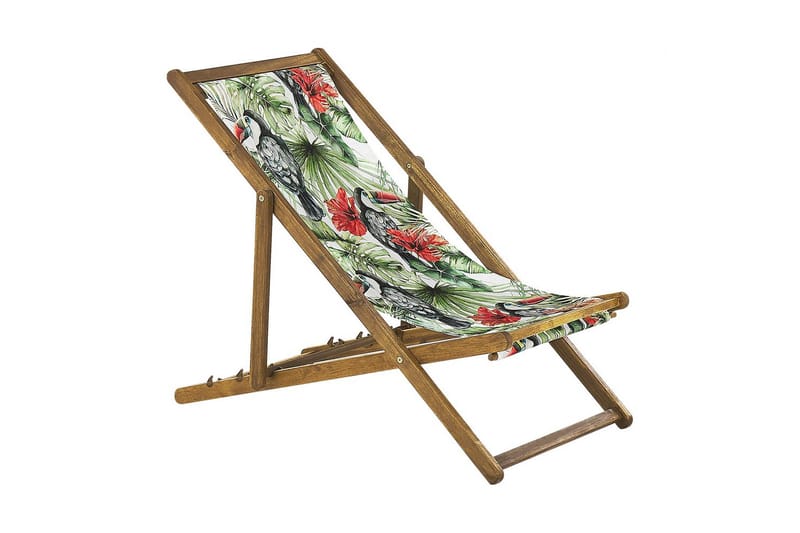 Solstol sett med 2 Anzio - lyst tre/off-white tukanmønster - Hagemøbler - Stoler & Lenestoler - Solstoler