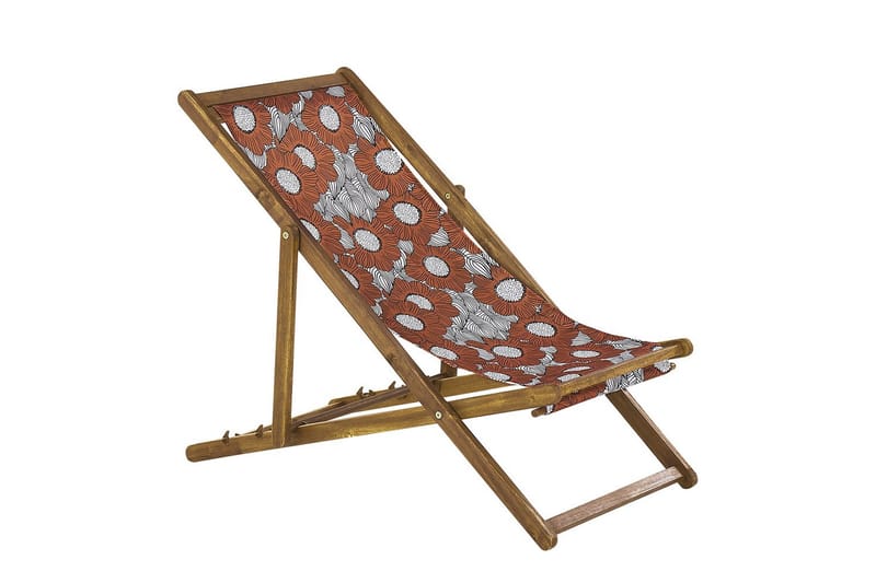 Solstol sett med 2 Anzio - lyst tre/off-white valmuemønster - Hagemøbler - Stoler & Lenestoler - Solstoler