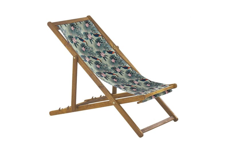 Solstol sett med 2 Anzio - lyst tre/off-white pelikanmønster - Hagemøbler - Stoler & Lenestoler - Solstoler