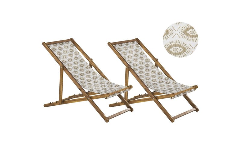 Solstol sett med 2 Anzio - lyst tre/off-white/beige - Hagemøbler - Stoler & Lenestoler - Solstoler