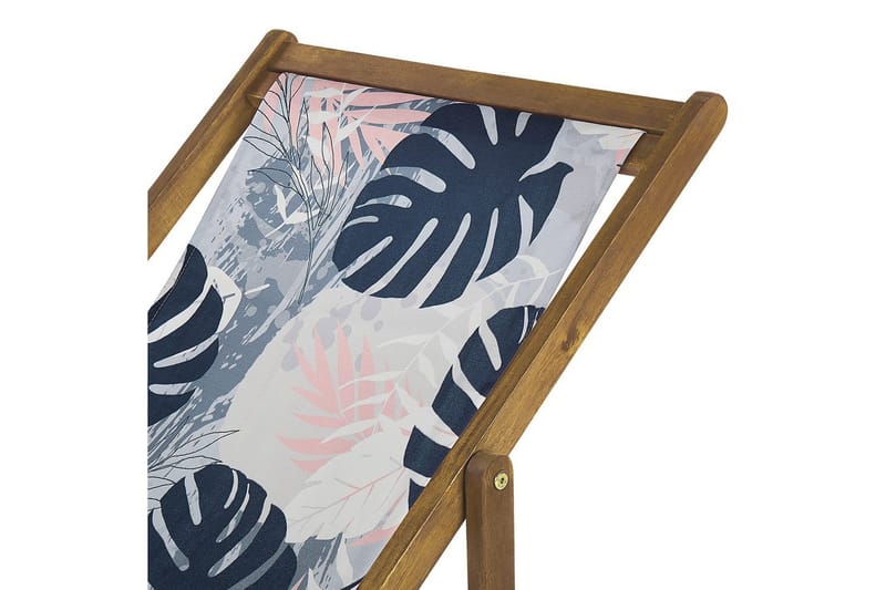 Solstol sett med 2 Anzio - lyst tre/off-white/blå palmebladmønster - Hagemøbler - Stoler & Lenestoler - Solstoler